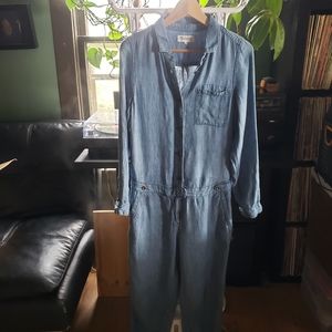 Madewell Blue Linen coveralls